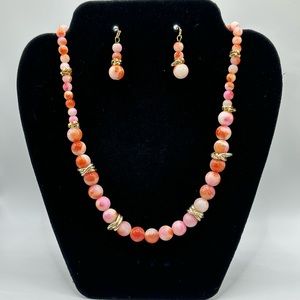 Beaded necklace with matching earrings and bracelet